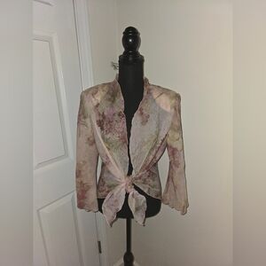 Pink and Green Floral Blazer with Silky Sheen